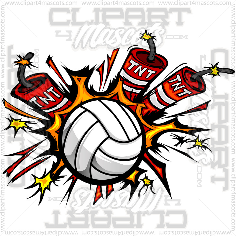 Volleyball Explosion Clip Art Image. Vector or Jpg Formats.