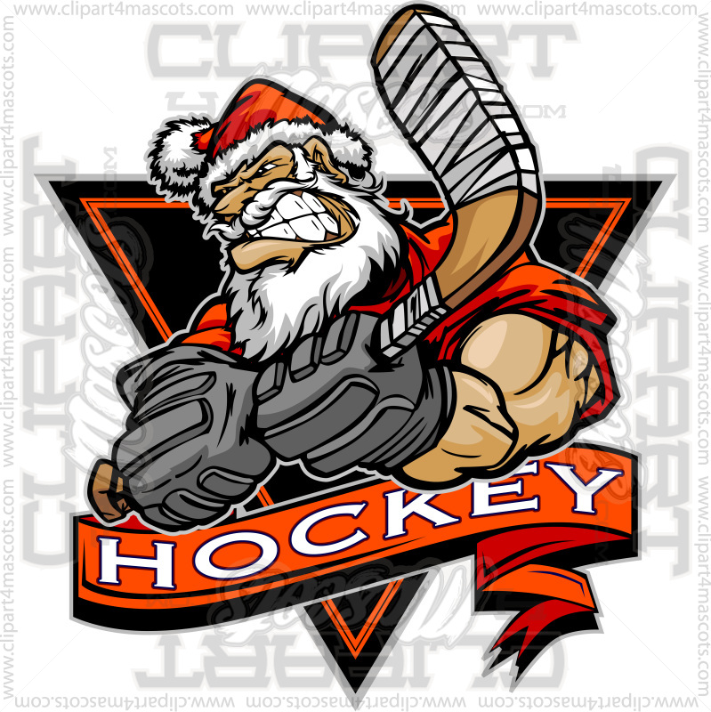 Christmas Hockey Clipart Image. Vector or Jpg Formats.