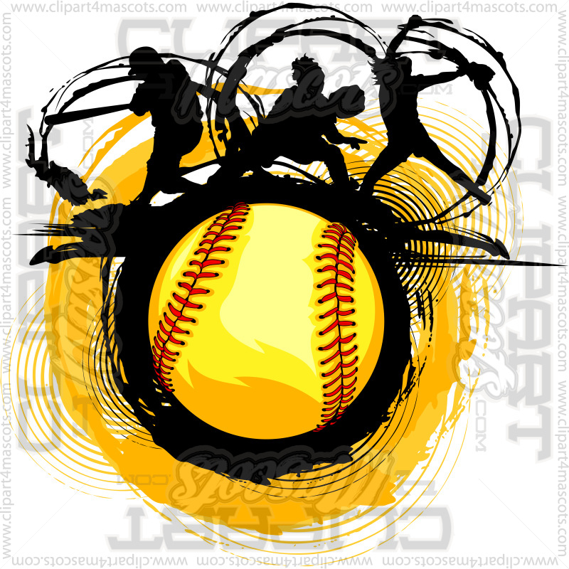 Girls Softball Clip Art Design Graphic Vector Softball Image