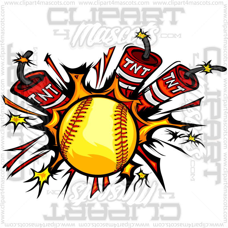 Softball Explosion Clip Art Image. Vector or Jpg Formats.