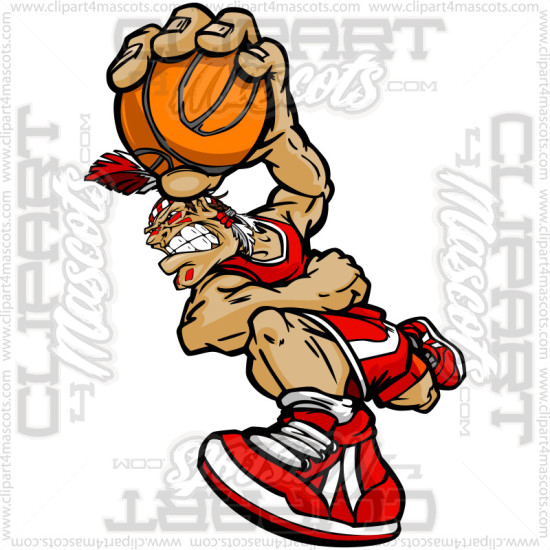 Clip Art Indian Brave Basketball Player Image. Vector or Jpg Formats.