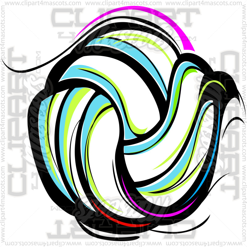 Twisted Volleyball Clip Art Image. Vector or Jpg Formats.
