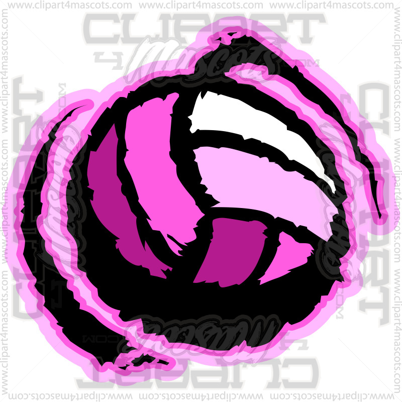 Pink Volleyball Clip Art Image. Vector or Jpg Formats.