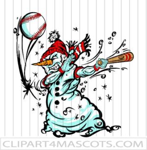 Baseball Snowman Cartoon