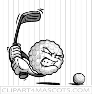 Cartoon Golf Ball With Club