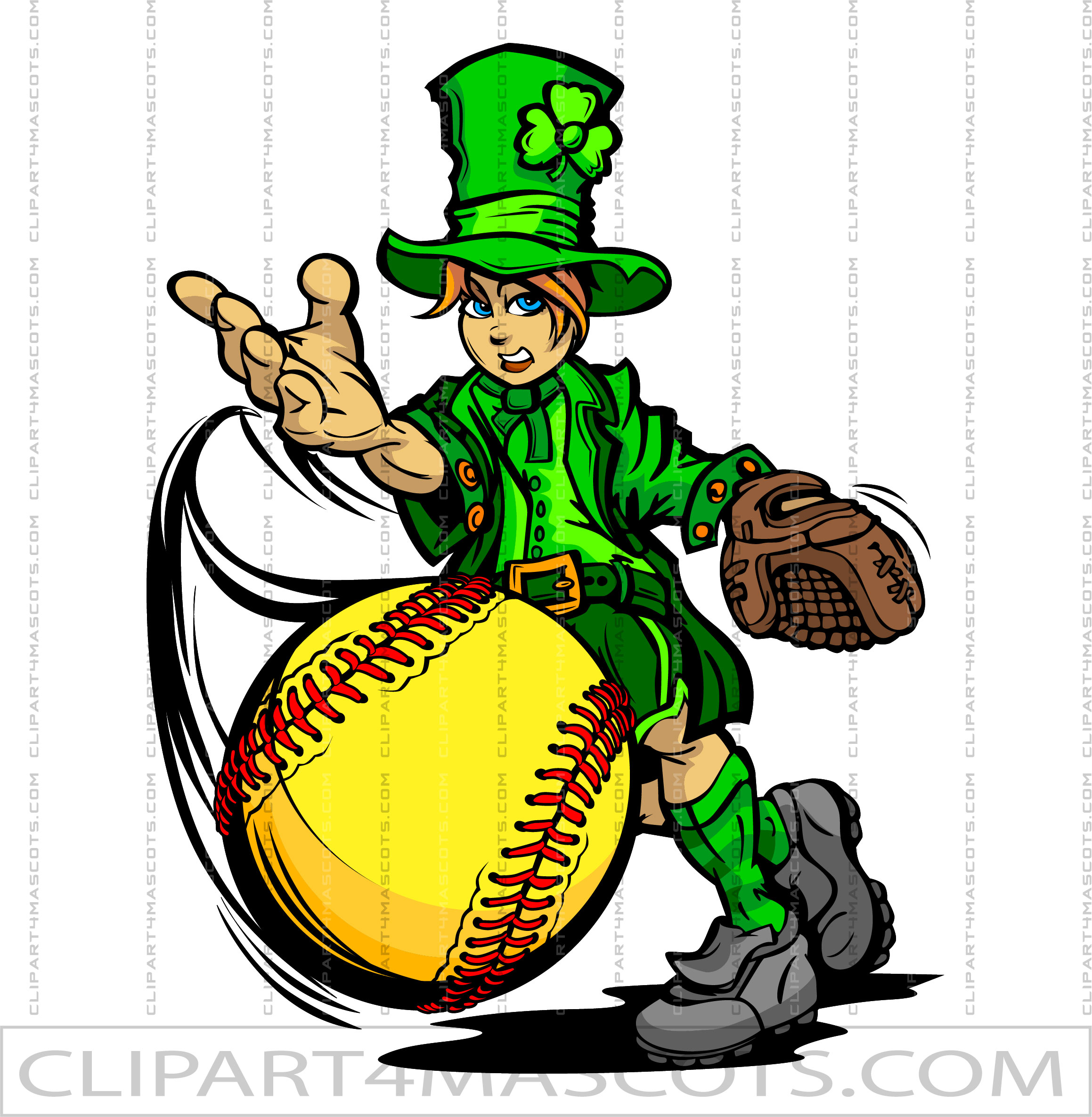 Leprechaun Softball Logo