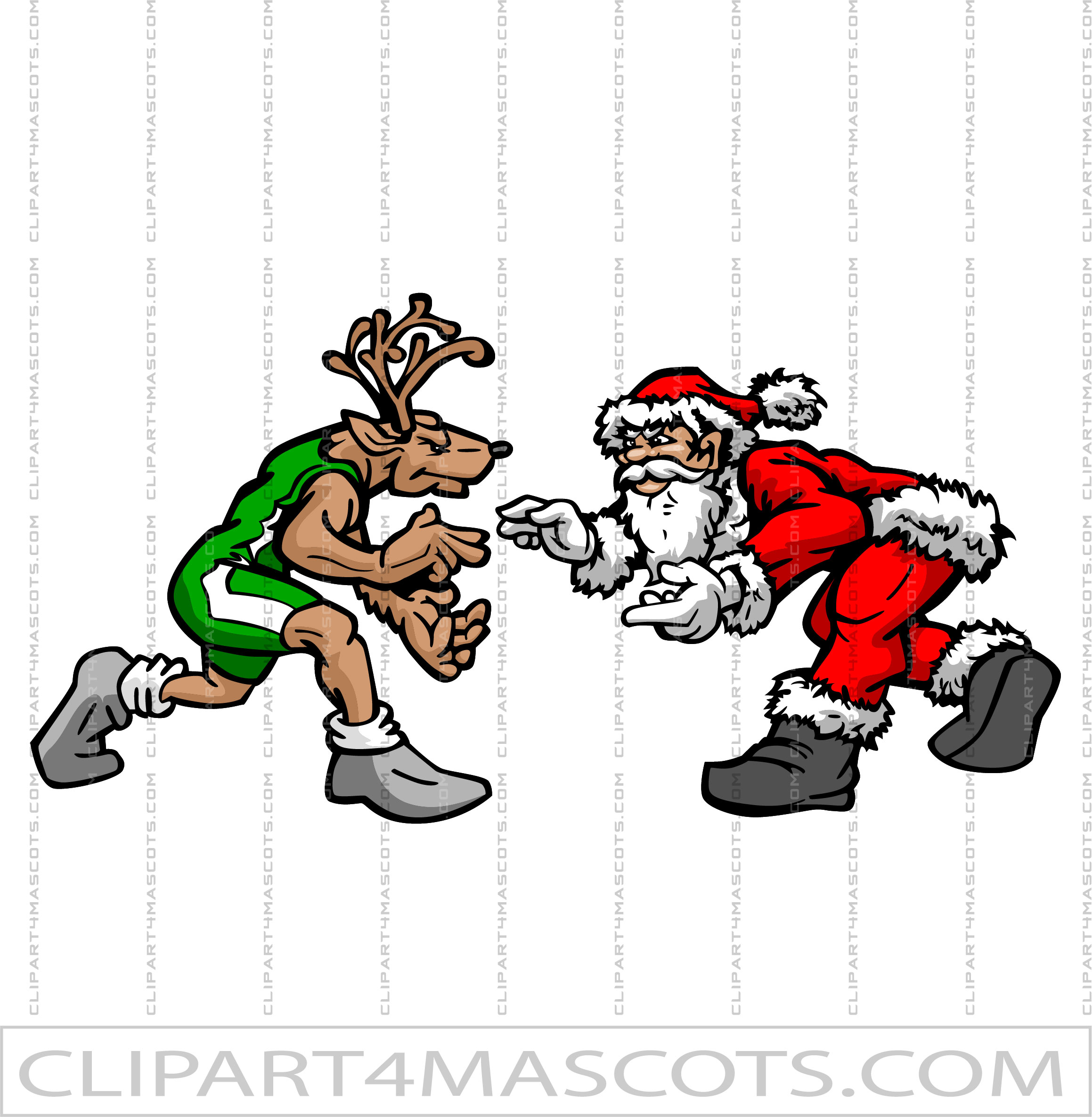 Reindeer Wrestling Clip Art