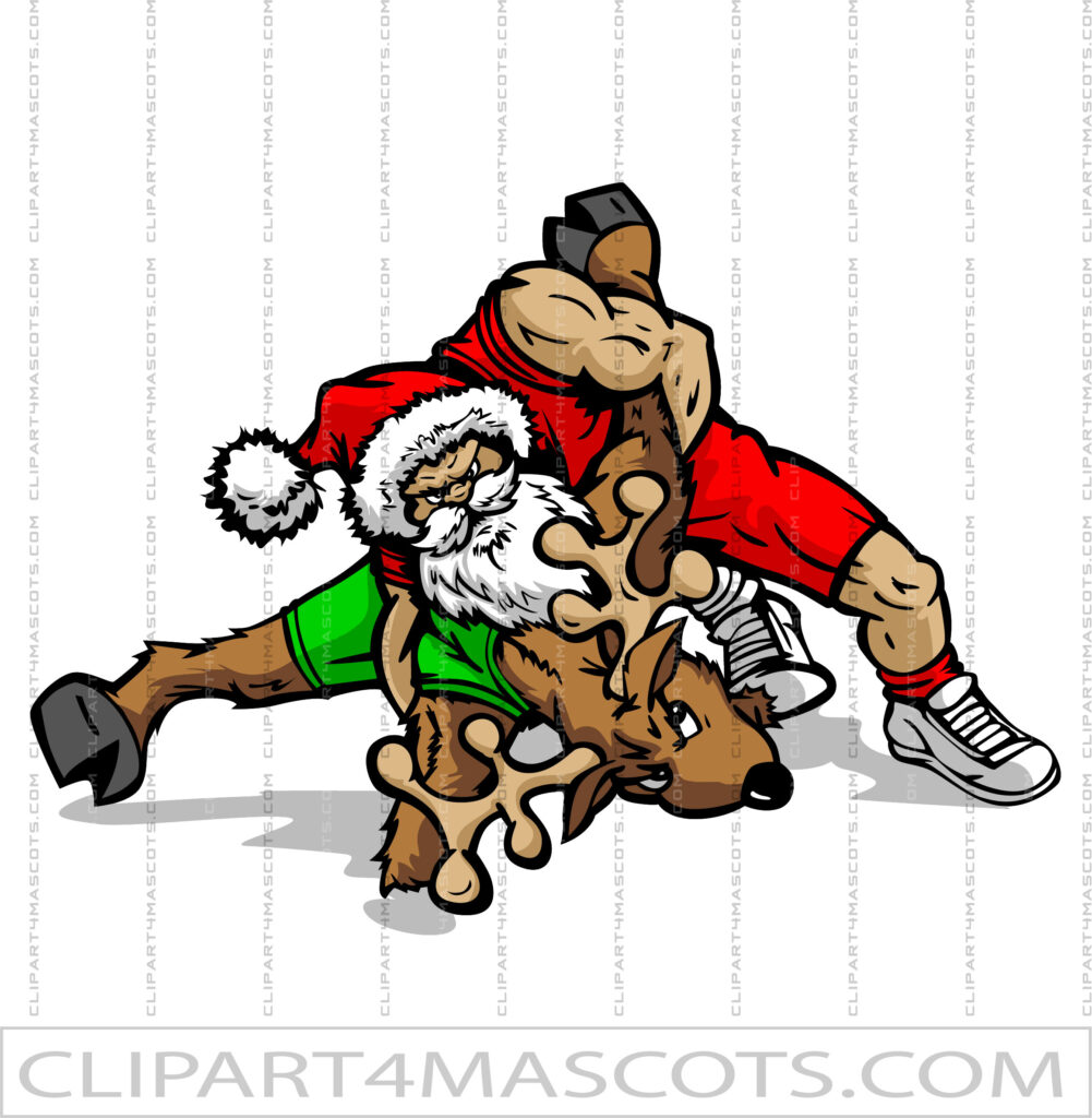 Santa and Reindeer Wrestling