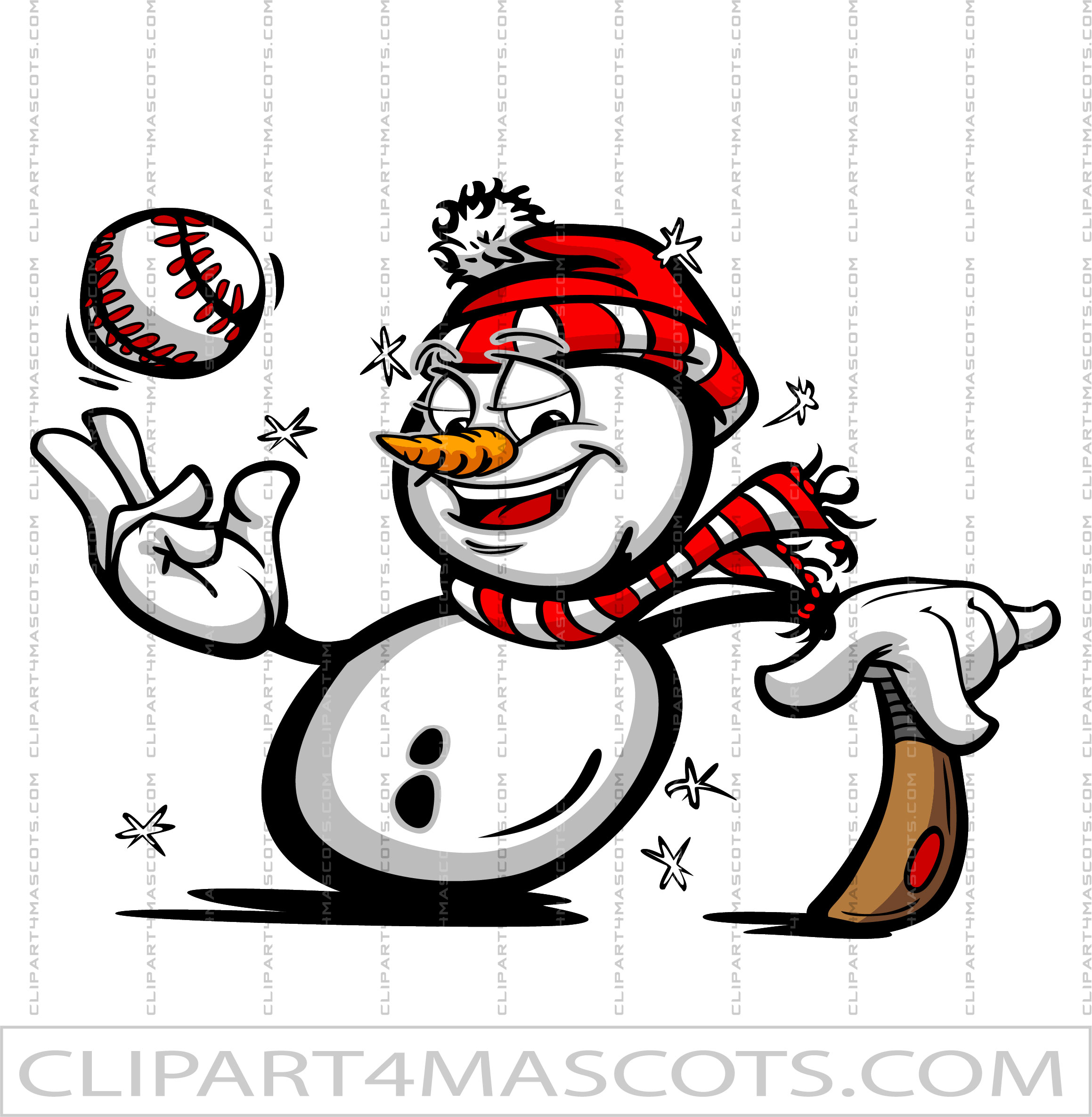 Snowman Baseball Clipart