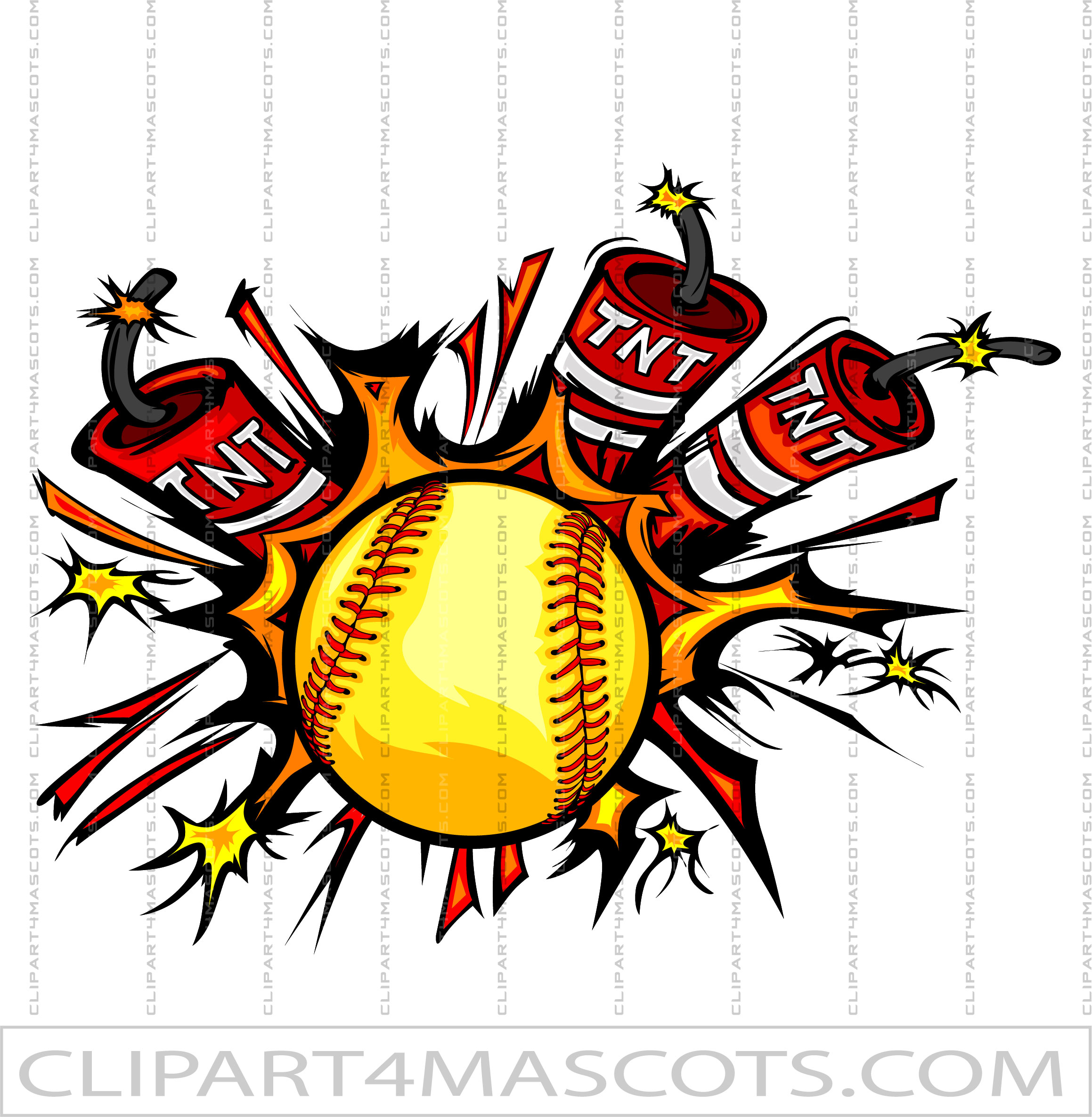 Softball Explosion Clip Art