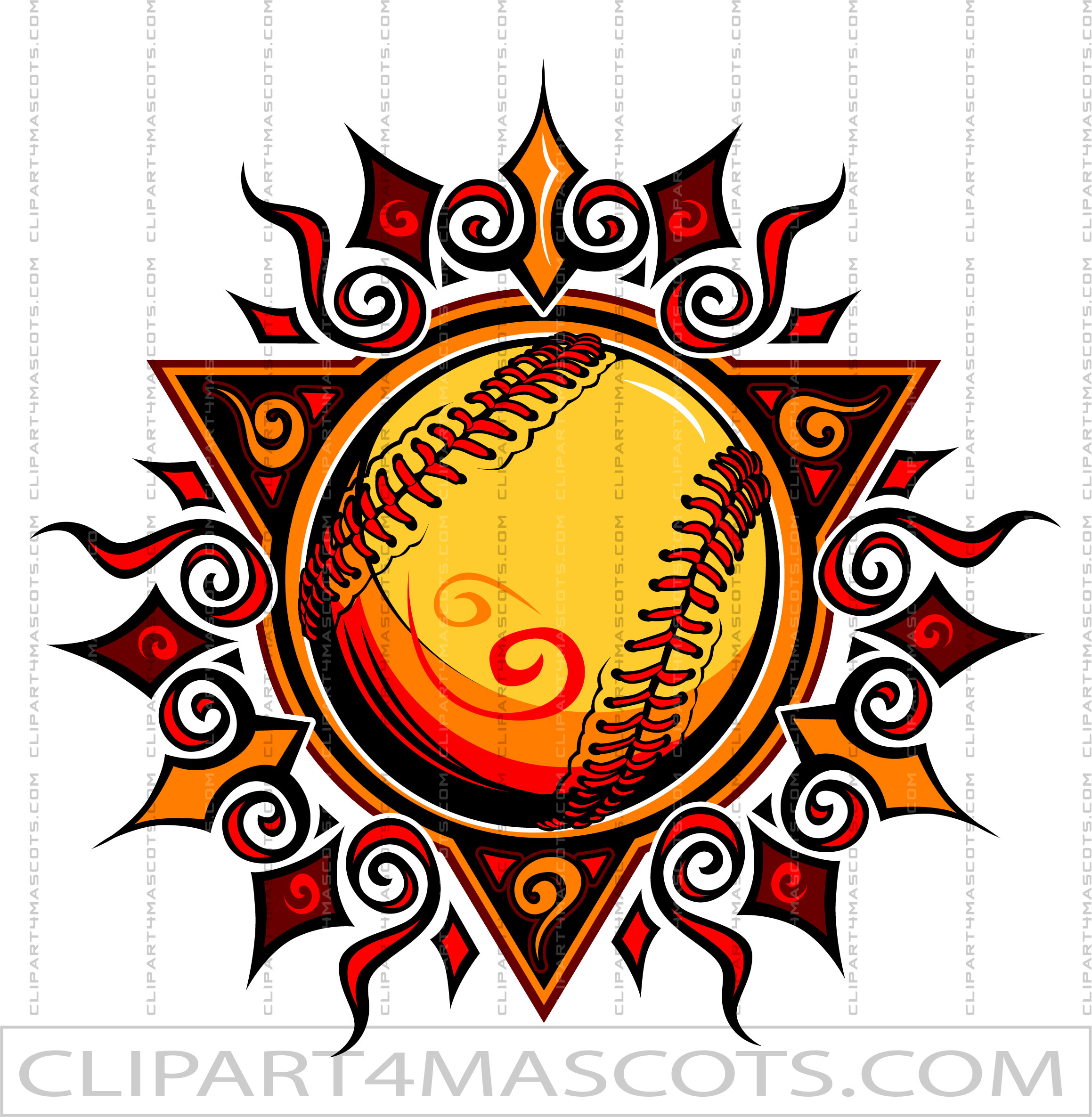 Sun Softball Clipart