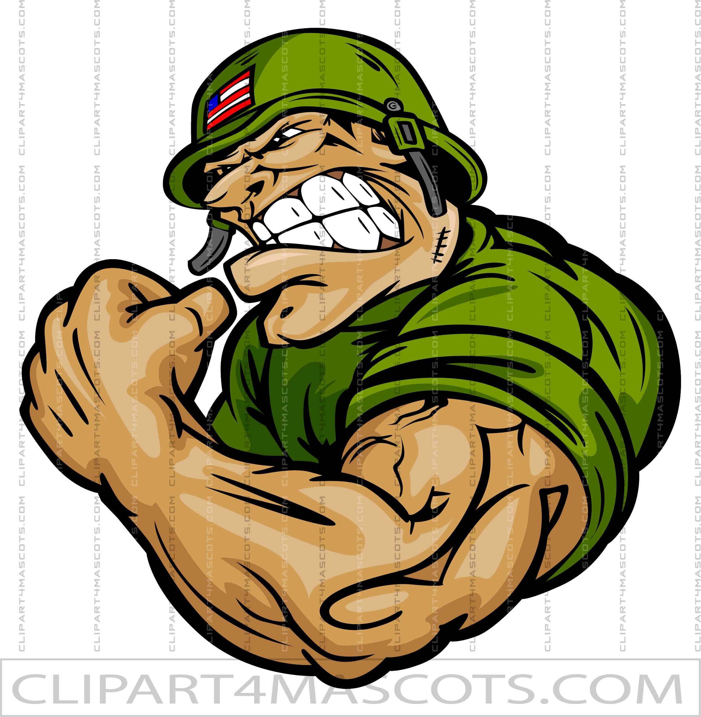 Muscular Soldier Cartoon
